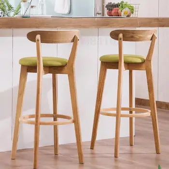 

Solid Wood Bar Chair Back Chair Northern Europe Bar Table Chair High Stool Bar Stool Modern Simple High Stool Bar Chair