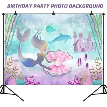 

Mermaid Photography Backdrop Castle Undersea Birthday Party Photo Background Birthday Backdrops For photographic studio