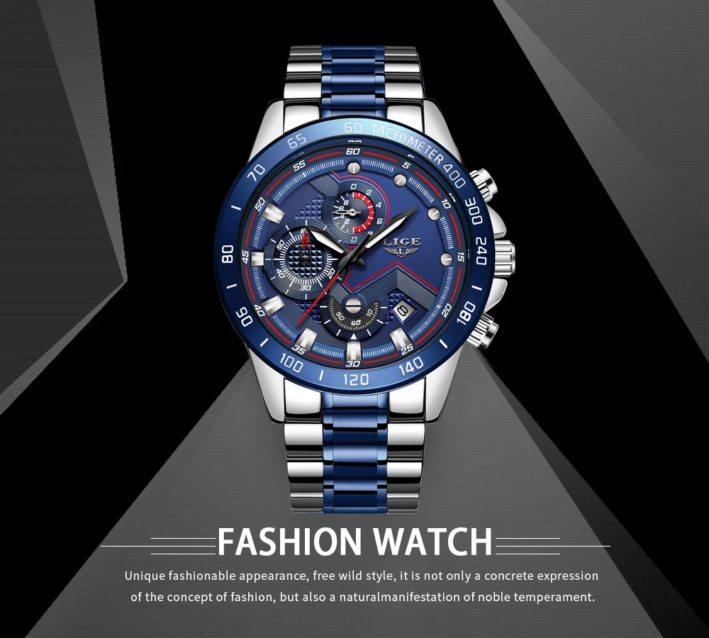 Relogio Masculino мужские часы LIGE лучший бренд класса люкс из нержавеющей стали водонепроницаемые кварцевые наручные часы Мужские Модные Спортивные Хронограф