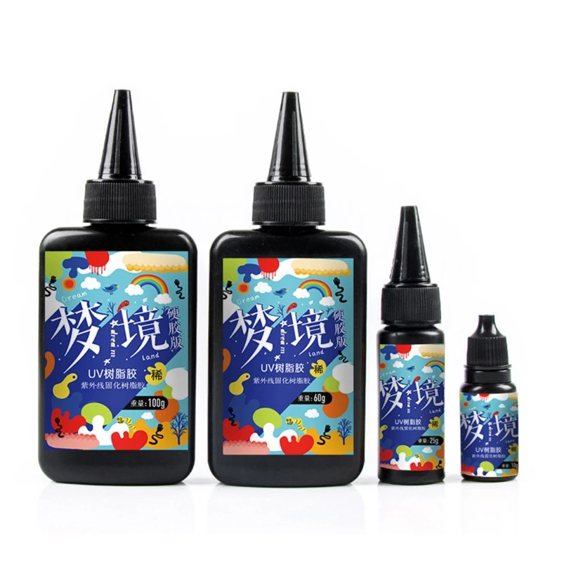 

10/100/25/60g Ultraviolet Resin Hard Glue Curing Crystal Epoxy Hard UV Gel DIY 83XF