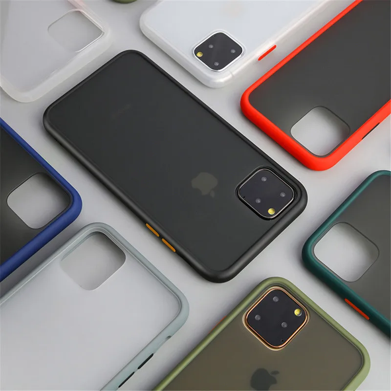 Moskado Роскошные противоударные прозрачные телефонные чехлы для iPhone 11 Pro X XR XS Max 7 8 Plus контрастный цвет матовый Жесткий PC задняя крышка