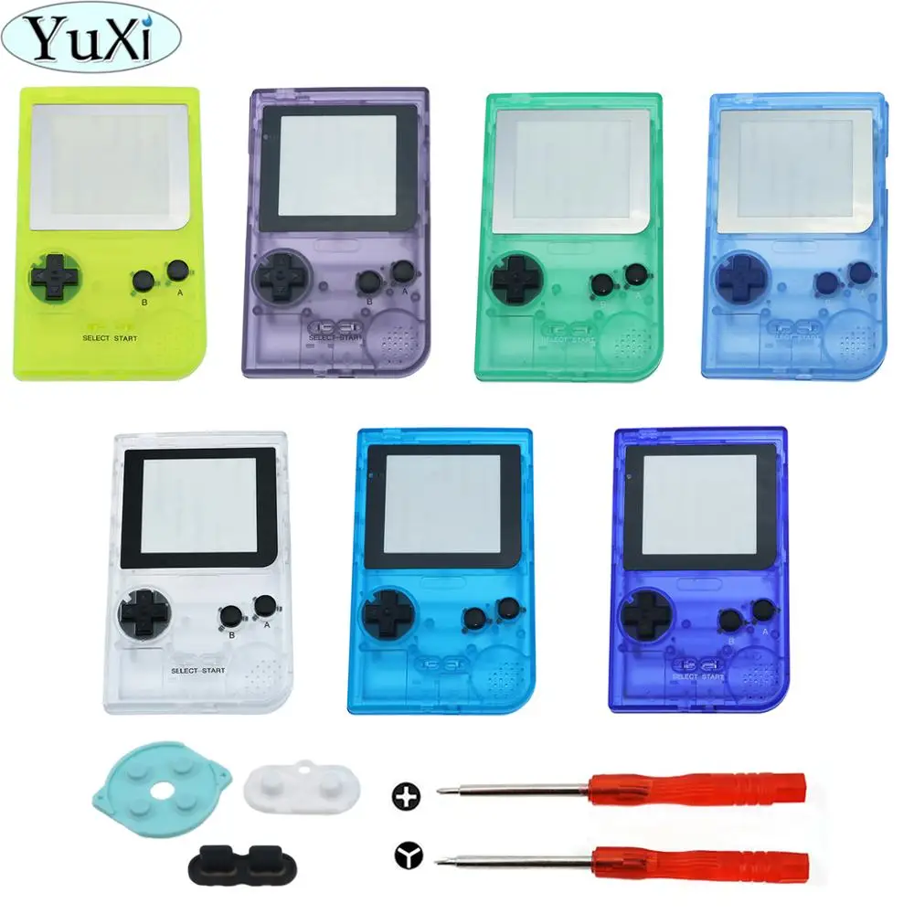 

YuXi Luminous Clear Full set housing shell cover case w/ rubber pad for gameboy pocket for GBP shell buttons Kit