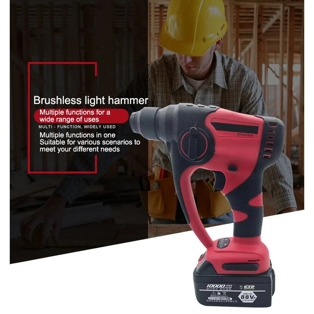 

Cordless Electric Drill Electric Screwdriver 228VF 88V Electric Hammer 800W with 2 10000mAh Lithium-Ion Battery Power Tool