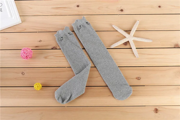 Носки для маленьких девочек Детские хлопковые носки средней длины гольфы для детей 3, 4, 5, 6, 7, 8, 9, 10, 11, 12 лет - Цвет: Серый