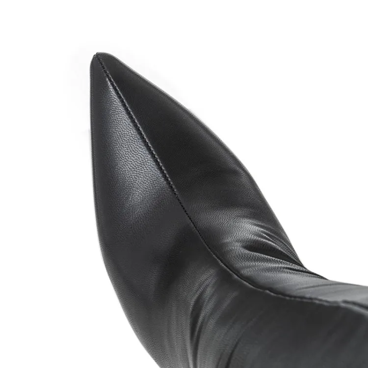 Г. Черные Сапоги выше колена из лакированной кожи женские пикантные узкие сапоги на высоком каблуке-шпильке эластичные чулки