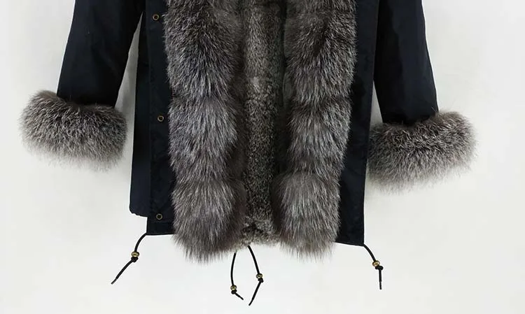 Женская длинная парка OFTBUY, с натуральным мехом лисы на воротнике, капюшоне и манжетах и подкладкой из кроличьего меха, зимняя теплая куртка, плотная верхняя одежда