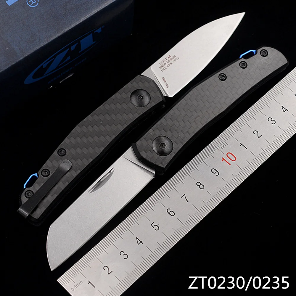 JUFULE Anso ZT 0230 0235 Slip-Joint Carbon Fibre Handle Mark 20CV Survival EDC Tool Camping Hunt Outdoor Kitchen Folding Knife