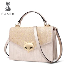 FOXER, женские сумки через плечо из спилка, лисичка, блестки, женская сумка, модная блестящая сумка на плечо, кошелек для девушек