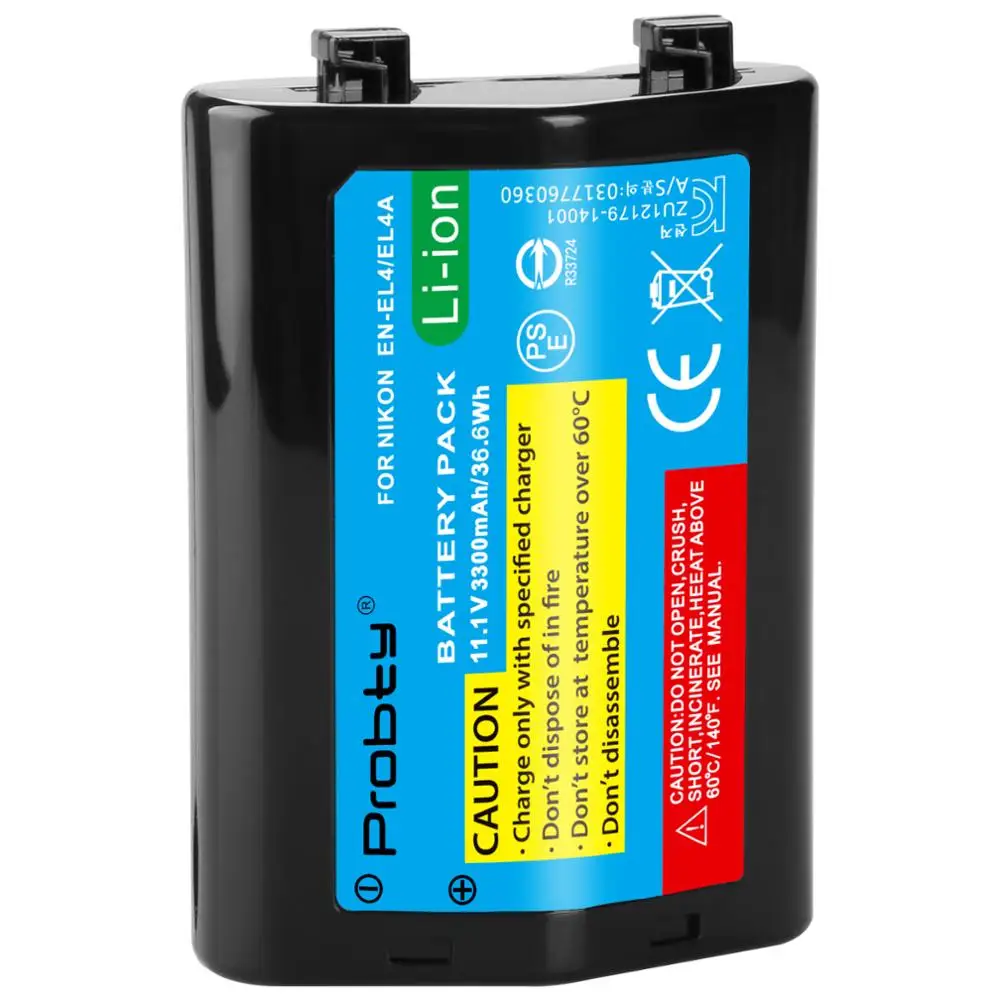1Pc 3300Mah En-El4 En El4 En-El4A Enel4A Batterie Per Foto/Videocamera Bateria Akku Per Nikon D2H D2Hs D2X D2Xs D3 D3S F6 Mh-21 Telecamere