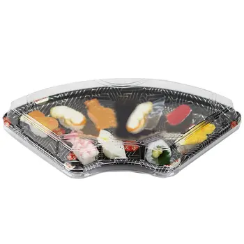 

[20sets]Disposable Scalloped Sushi plate with transparent lid Suitable for Japanese restaurant Cake shop Family party.