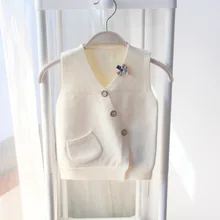 Жилет для девочек; коллекция года; сезон весна-осень; стиль; трикотажный жилет для малышей; Верхняя одежда для маленьких девочек; вязаный кардиган