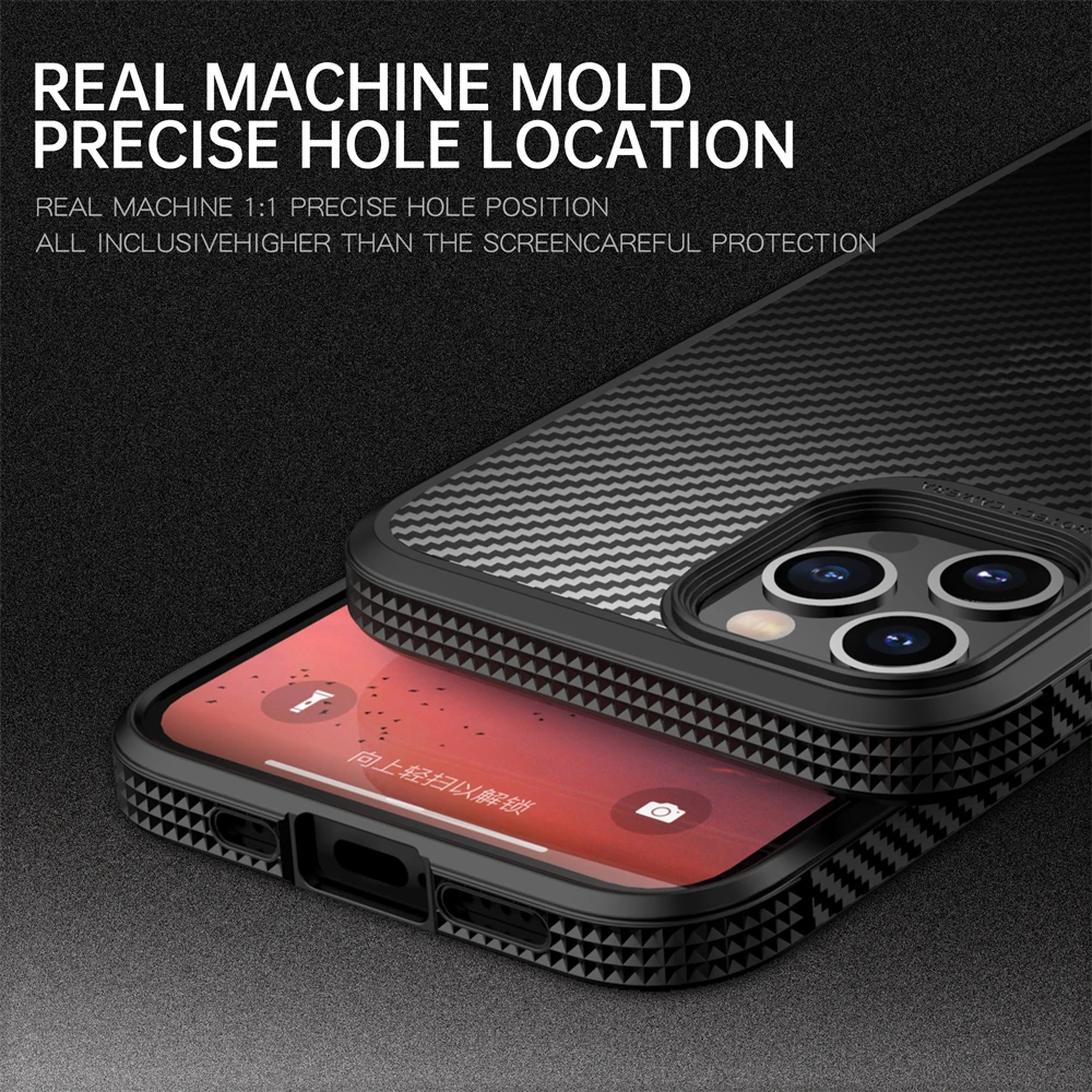 case for iphone 12 pro IPAKY for iPhone 13 Case for iPhone 11 12 Pro Case Carbon Fiber Skin Transparent Acrylic Cover for iPhone 11 12 13 Pro MAX Case iphone 12 pro waterproof case