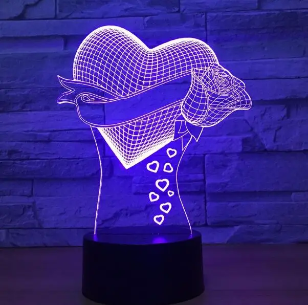 «Любящее сердце» жеста рукой 3D светодиодный Ночной светильник с 7 цветов светильник для украшения дома лампы удивительный оптический светильник Рождественский подарок 3D-797 - Испускаемый цвет: Model 6