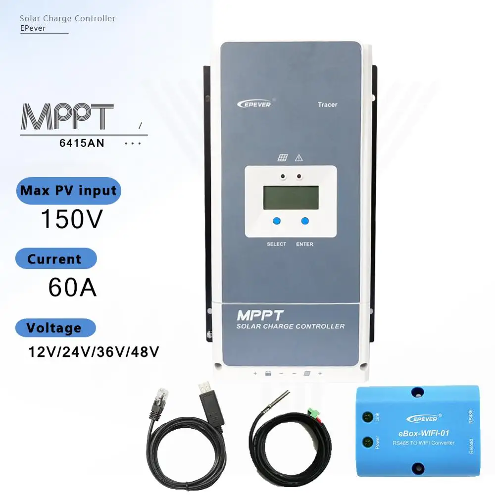 Контроллер солнечного зарядного устройства EPever Tracer6415AN 60A MPPT 12 В 24 36 48