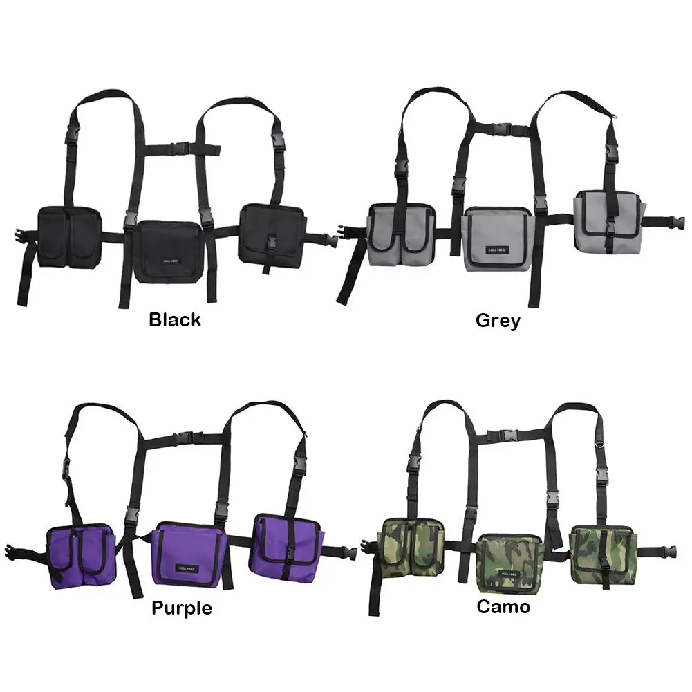 

Hip Hop Detachable Waist Belt Packs Unisex Nylon Multi-pockets Chest Bags