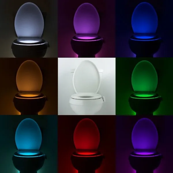 

LED Toilet Seat Night Light Motion Sensor WC Light Real 8 Colors Changeable Lamp AAA Battery Powered Backlight for Toilet Bowl