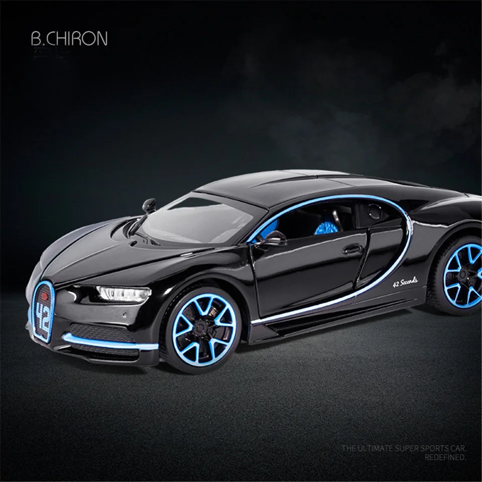 Горячая литая модель автомобиля 1:32 Chiron Детская Металлическая техника Enginery игрушки колеса откатные Дети День рождения рождественские подарки - Цвет: Black