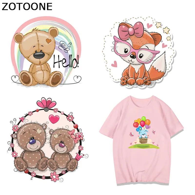 

Iron on Animal Patch Cute Fox Dog Bear Patches for Clothing Stickers on Clothes Heat Transfer Applications DIY Appliques Stripes