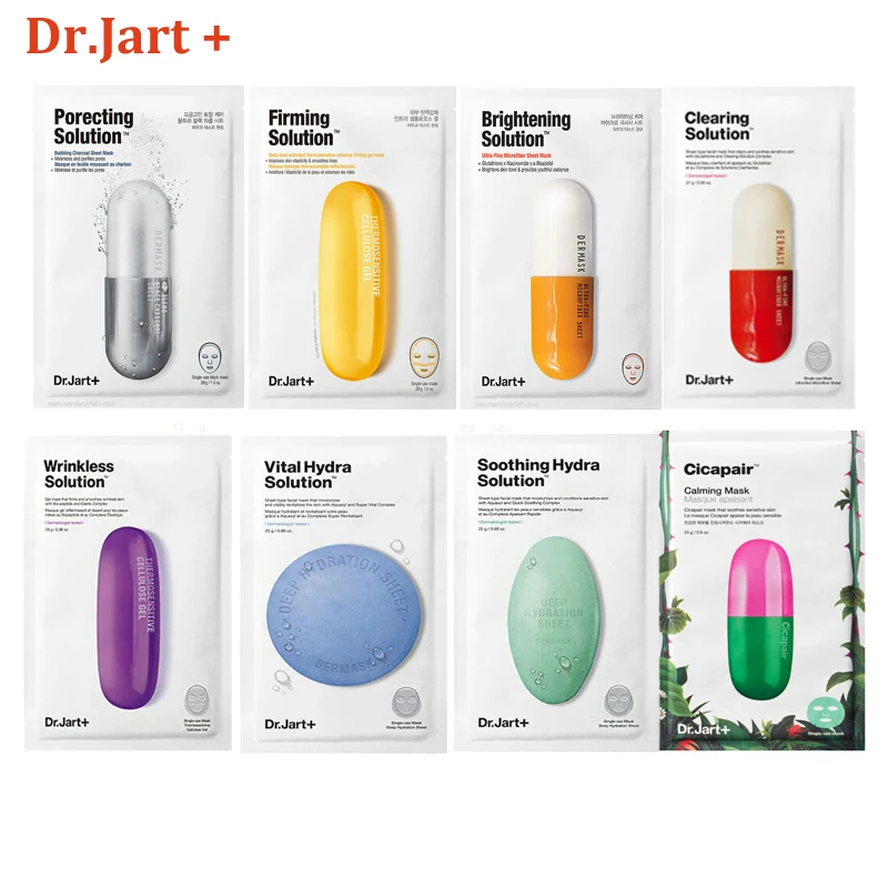 3pcs Dr.Jart+ Dermask Water Jet Soothing Hydra Solution Korea Facial Mask Hyaluronic Acid Peeling Face Mask Acne Treatment ursashop 3pcs lot lg lt700p adq36006101 adq36006102 46 9690 refrigerator water filter