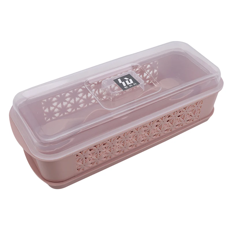 Clear Plastic Chopsticks Containers With Cover Kitchen Drain Chopsticks Storage Tube Household Tableware Dustproof Storage Box - Цвет: pink