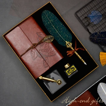 

Retro Calligraphy Feather Dip Pen Writing Ink Notebook Fountain Pens Stationery