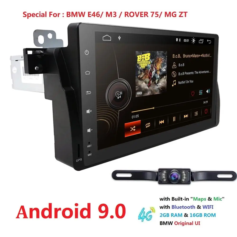 Cheap 9" 1Din Quad-Core Android 9.0 Car NO-DVD Player Stereo For BMW E46 MG ZT M3 Radio WIFI Bluetooth OBD2 Navi TPMS+Rear Camera+Map 4 Cheap 9" 1Din Quad-Core Android 9.0 Car NO-DVD Player Stereo For BMW E46 MG ZT M3 Radio WIFI Bluetooth OBD2 Navi TPMS+Rear Camera+Map 4