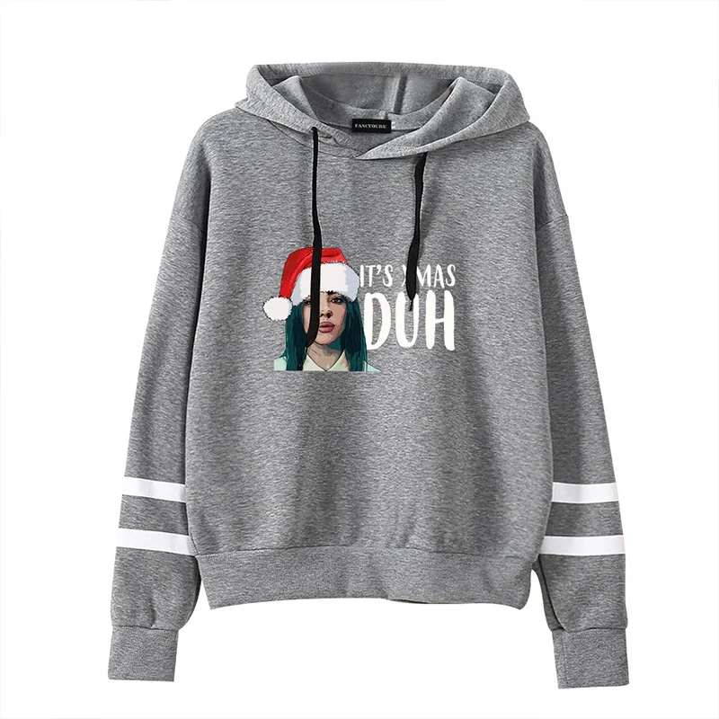 W36630GY Billie Eilish осенне-зимние женские толстовки с капюшоном, Женский пуловер с буквенным принтом, повседневное пальто - Цвет: W36630GY