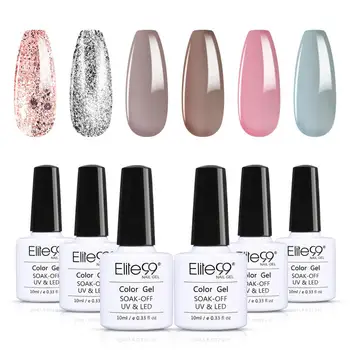 

Elite99 6pcs/Lot 10ml Pure Series Gel Nail Polish Set Vernis Semi Permanent Nail Polish Rose Gold Glitter Nail Art Manicure Set