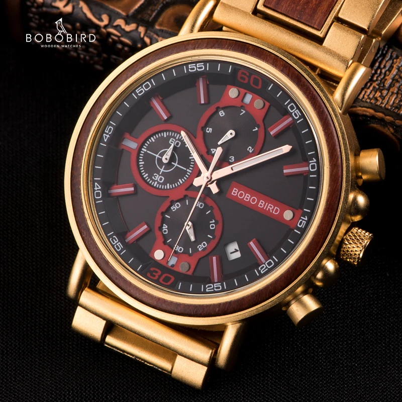 Часы BOBO BIRD Wood reloj hombre мужские лучший бренд роскошный стильный хронограф военные