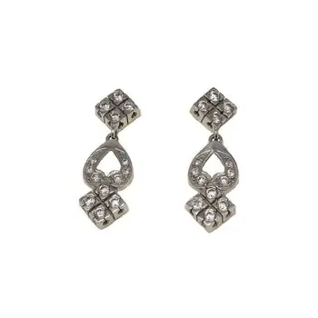 

Sterling White Gold long earrings with zircon rhombus
