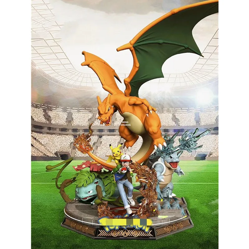 1" Статуя аниме Ash Ketchum бюст Чаризард против Пикачу Бульбазавр полноразмерная портретная Арена GK фигурка игрушка коробка 42 см V712