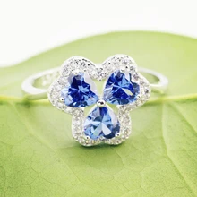 Lingmei дропшиппинг Клевер сердце обручальные кольца синий и многоцветный Циркон Модные украшения 925 Серебряное кольцо Размер 6 7 8 9 Рождество