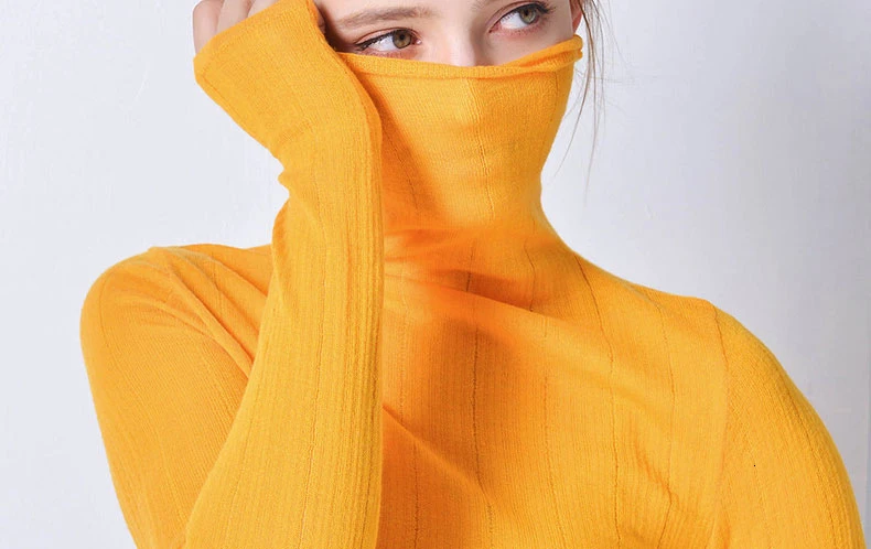 Welve желтый свитер женский invierno кашемировый свитер с хомутом тонкий модный вязаный свитер женская зимняя одежда свитера