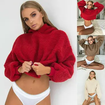 

Winter Fluffy Casual Fleece Pullover Hoodie Jumper Hooded Sweater Top Sweatshirt