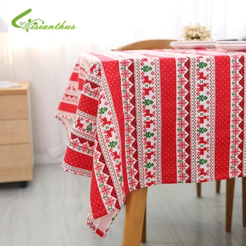 

Christmas Tablecloth Rectangular Santa Claus Desk Cloth Table Cover for New Year Home Party Decoration