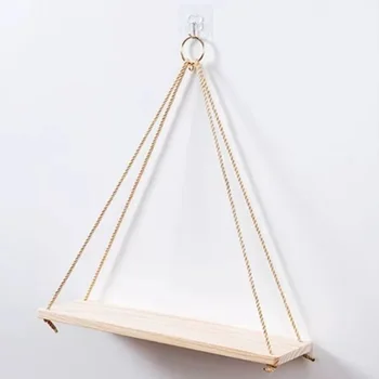 

Nordic Simple Solid Wood Wall Decoration Sling Rope Rack Flower Pot Storage Rack Nordic Wall Hanging Board Hanging Ornaments
