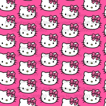

Beautiful 165*100cm Cat Fabric Kawaii Patchwork hello Cat Head &Bow Printed Fabric DIY Sewing Baby kitty Clothing