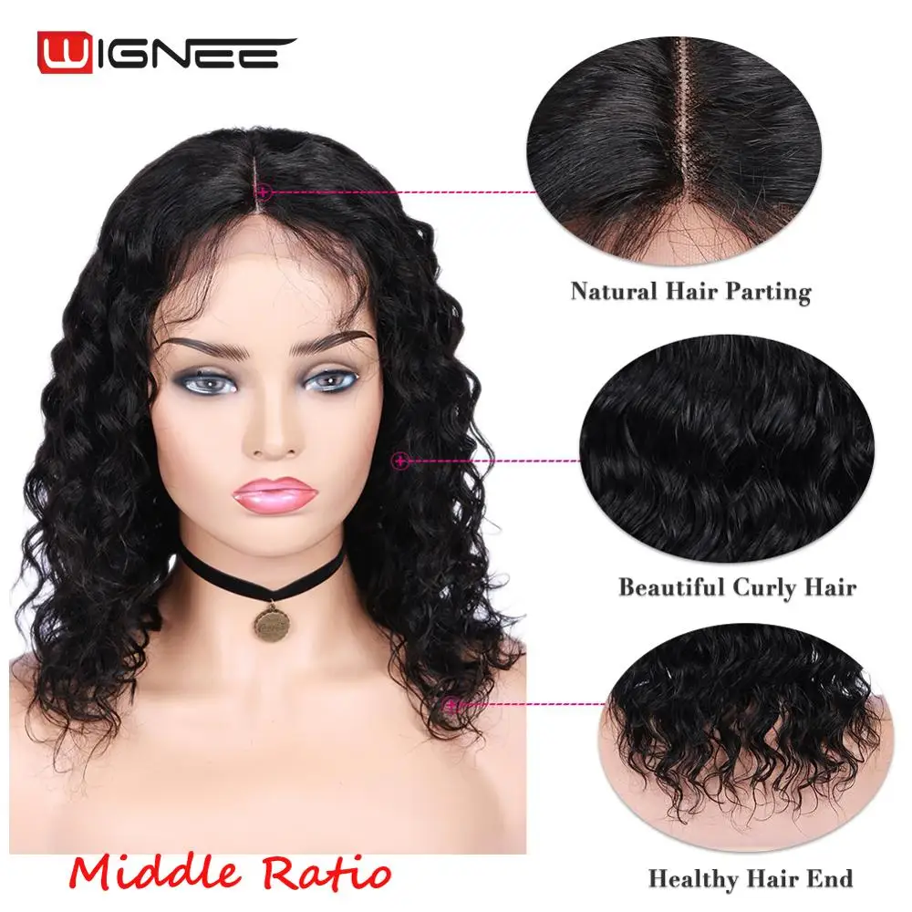 

Wignee 4x4 Lace Closure Lose Wave Human Hair Wigs With Baby Hair For Black Women Remy Brazilian Hair150% Density Short Human Wig