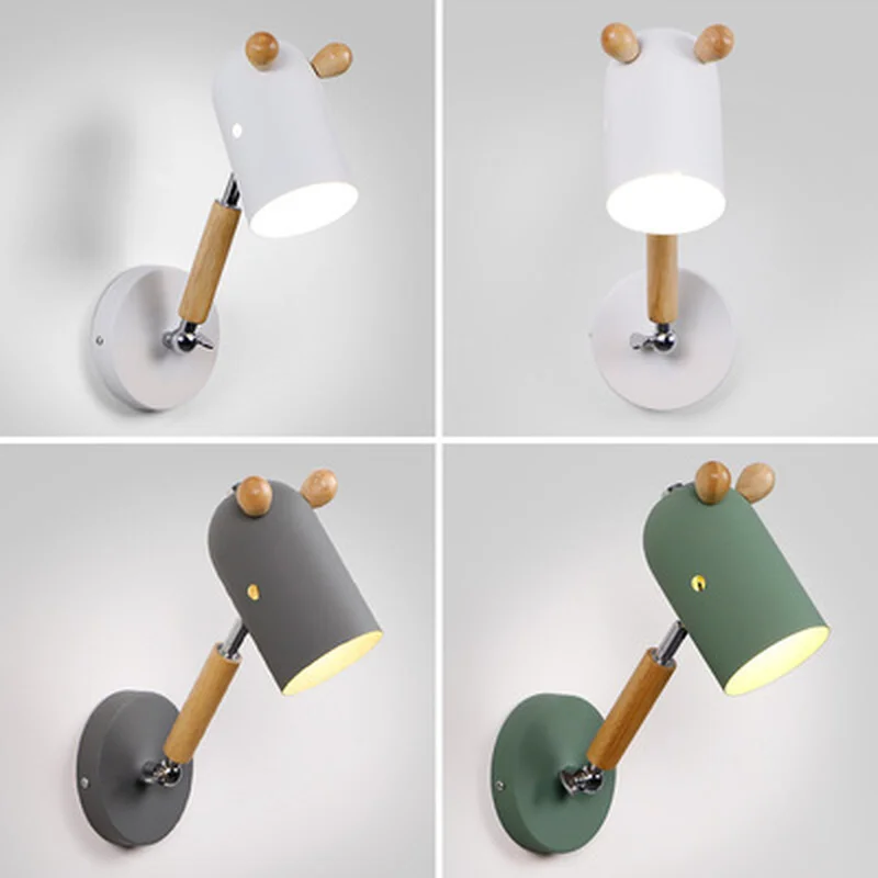 

Nordic Modern Iron Lampshade Wall Light,Lovely Horse Modeling Wood Wall Lamps for Lving Room Restaurant Study Bedside