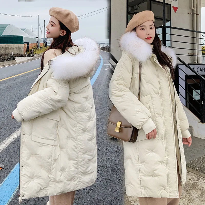 

2019 Autumn And Winter South Korea Dongdaemun Long over-the-Knee down Jacket Cotton-padded Clothes Women's Slim Fit Nagymaros Co