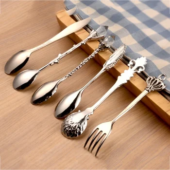 

Alloy Retro Coffee Tea Spoon Court Tree Branch Small Spoonful Dessert Spoons For Afternoon Tea Decorative Cutlery