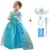 2021 New Elsa Dress Girls Summer Dress Princess Cosplay Costume Dresses For Kids Christmas Birthday Fancy Party Vestidos Menina