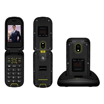 

2020 new 3G WCDMA Feature Flip Rugged Waterproof Mobile Phone SOS Torch Super Slim Light Dual Display Docking Station