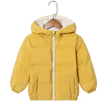 

2020 New Winter Children's Down Jackets Girls Babys Korean Style Plain Color Thicken Hooded Coats Boys Fashion Outwear for Kids