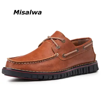 

Misalwa Luxurious Men Loafers Genuine Cow Leather Outdoor Anti-skid Leisure Shoes Euro Style Men's Shoes Casual Size 47 48