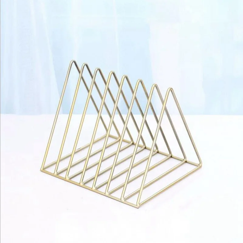 Нордический треугольник простой из кованого железа Настольный стеллаж для хранения полка файл журнал коробка для хранения офисная стойка