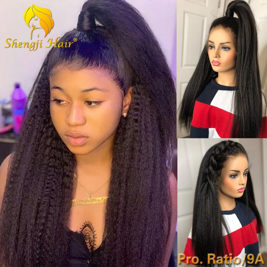 

Kinky Straight Lace Front Wig Pre Plucked 13x6 Lace Front Human Hair Wigs For Black Women 150 Brazilian Remy Hair Fake Scalp Wig