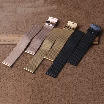 

Milanese Wristband Fashion Black Rose gold Wrist Watch Stainless Steel Mesh thickness 0.6mm Band Strap Watchband 18mm 20mm 22mm