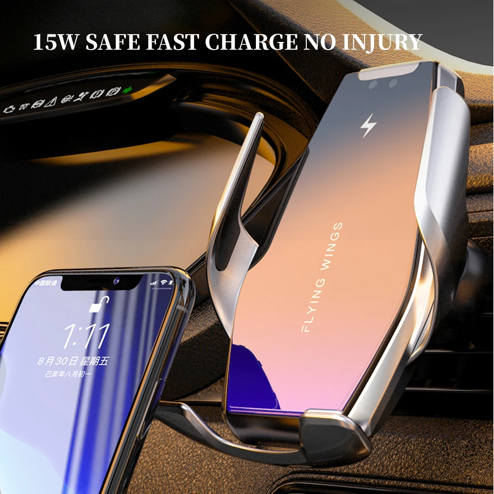 Автомобильное беспроводное зарядное устройство S7 15 Вт быстрое Qi для IPhone 11 Samsung