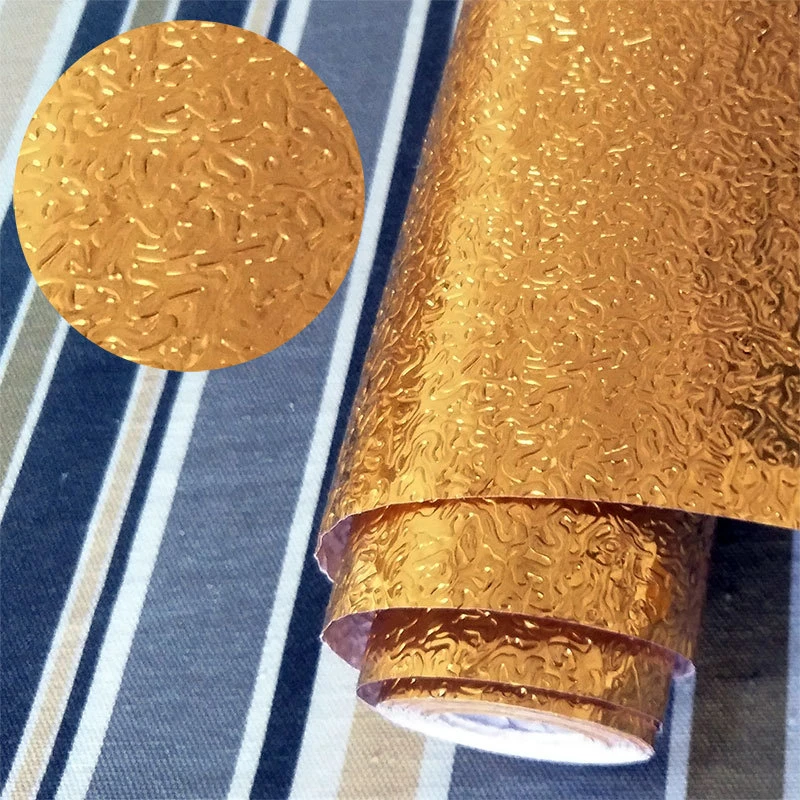 

40x100cm Waterproof Aluminum Gold Foil Wall Stickers Roll Removable Adhesive Vinyl Art Decals Home Decorations For Kitchen